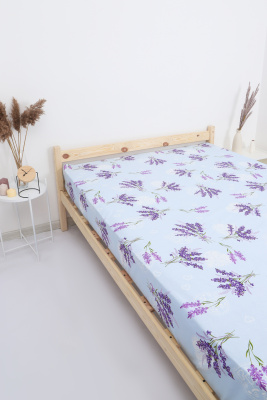 Простыня на резинке бязь ГОСТ Лаванда светло-голубой